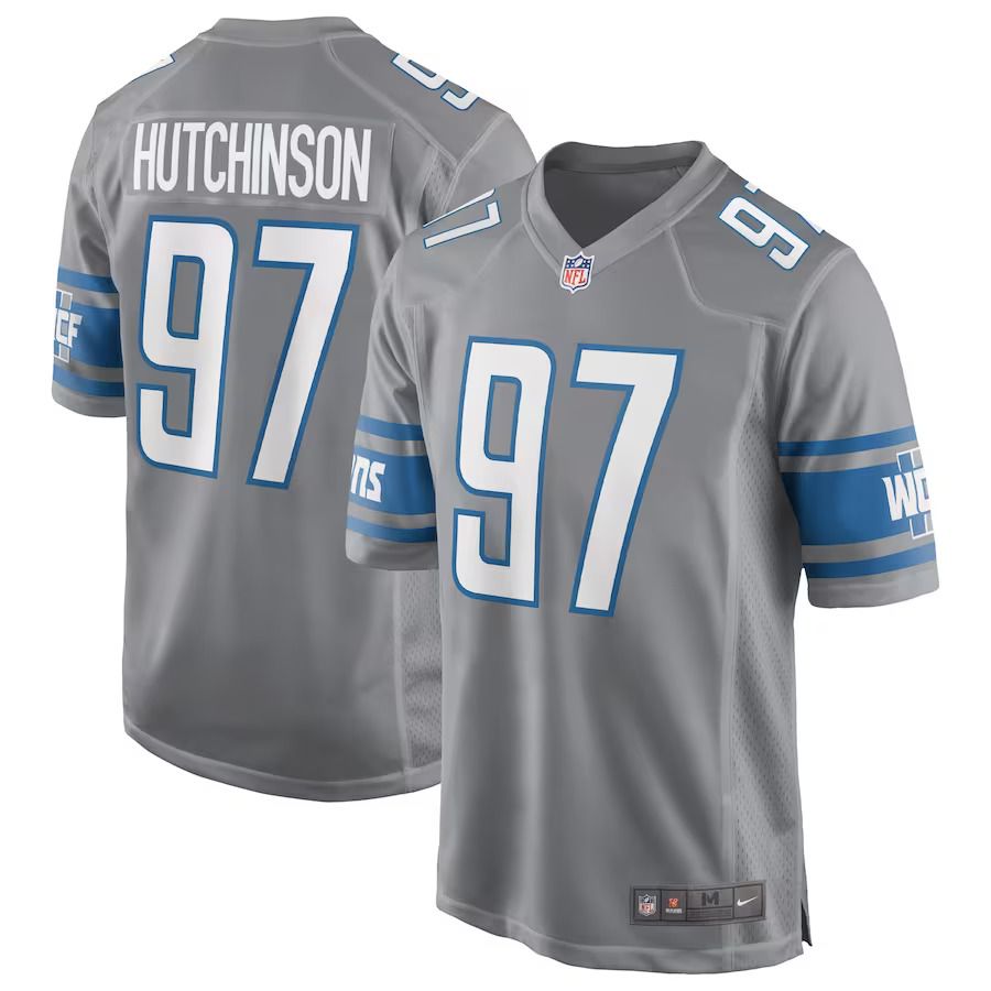 Men Detroit Lions #97 Aidan Hutchinson Nike Silver Game NFL Jersey->women nfl jersey->Women Jersey